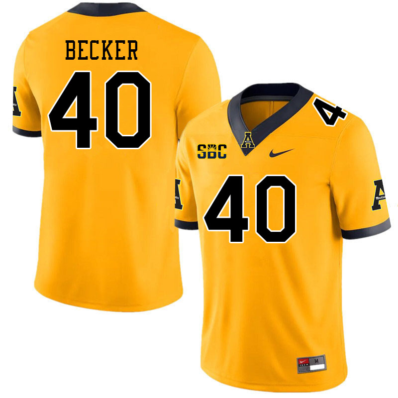 Men #40 Cole Becker Appalachian State Mountaineers College Football Jerseys Stitched Sale-Gold